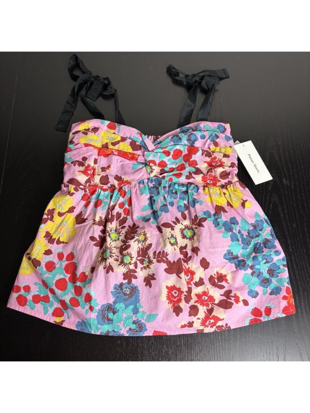 NWT PETER SOM x Anthropologie Womens M Pink Poplin Colorful Floral Tank Top